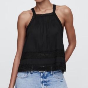 GAP Black High-Neck Lace Top